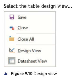 Figure 9.10 design view from the textbook