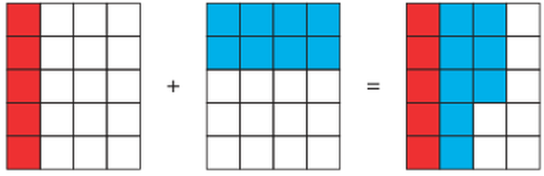 The textbook’s shaded grids illustrate equivalent fractions using twentieths.