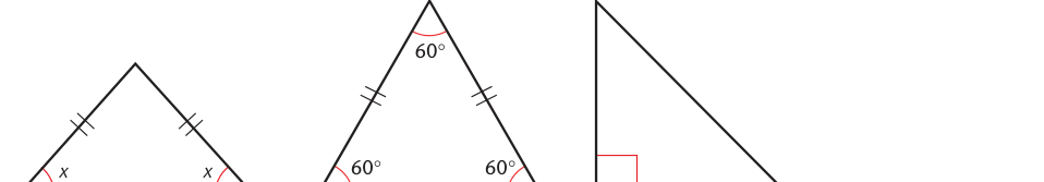 Isosceles, equilateral and right-angle triangle diagrams