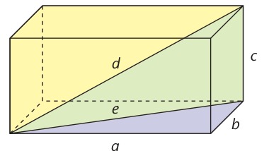 Textbook diagram showing base and space diagonals of a cuboid
