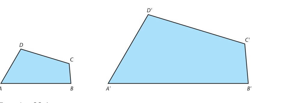 Textbook pair of similar quadrilaterals.